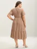 Shirred Polka Dots Pockets Midi Dress sold by Bloomchic