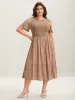 Shirred Polka Dots Pockets Midi Dress sold by Bloomchic