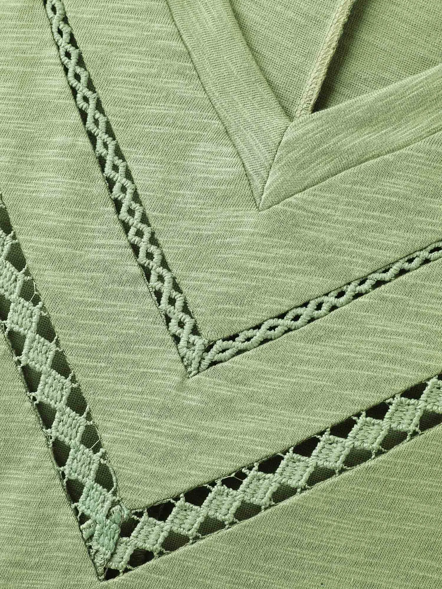 Bamboo Fabric Lace Trim Flowy T-Shirt sold by Bloomchic product image thumbnail 5