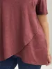 Heather Stretchy Overlap Hem Plain T-Shirt sold by Bloomchic