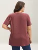 Heather Stretchy Overlap Hem Plain T-Shirt sold by Bloomchic