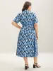 Geometric Pattern Stretchy Waist Belted Midi Dress sold by Bloomchic