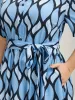 Geometric Pattern Stretchy Waist Belted Midi Dress sold by Bloomchic