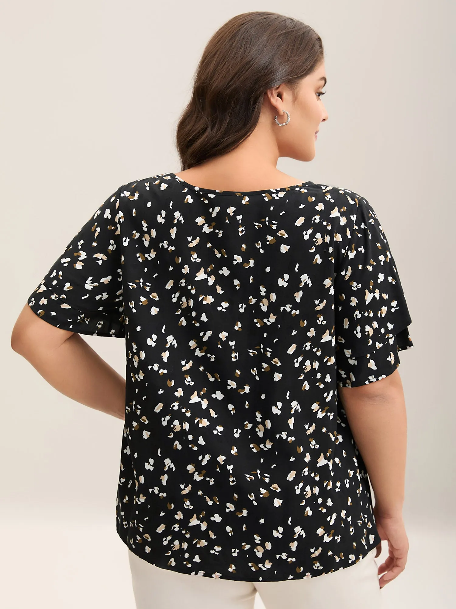 Leopard Dot Print Layered Sleeve Blouse sold by Bloomchic product image thumbnail 4