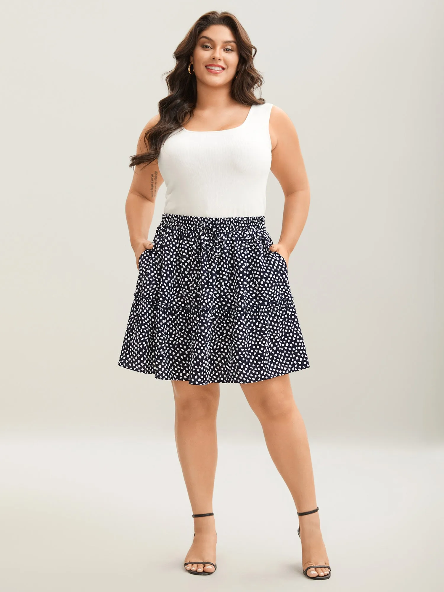 Polka Dot Print Tiered Mini Skirt sold by Bloomchic product image thumbnail 3