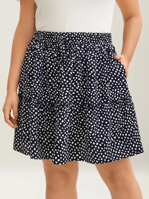 Polka Dot Print Tiered Mini Skirt sold by Bloomchic