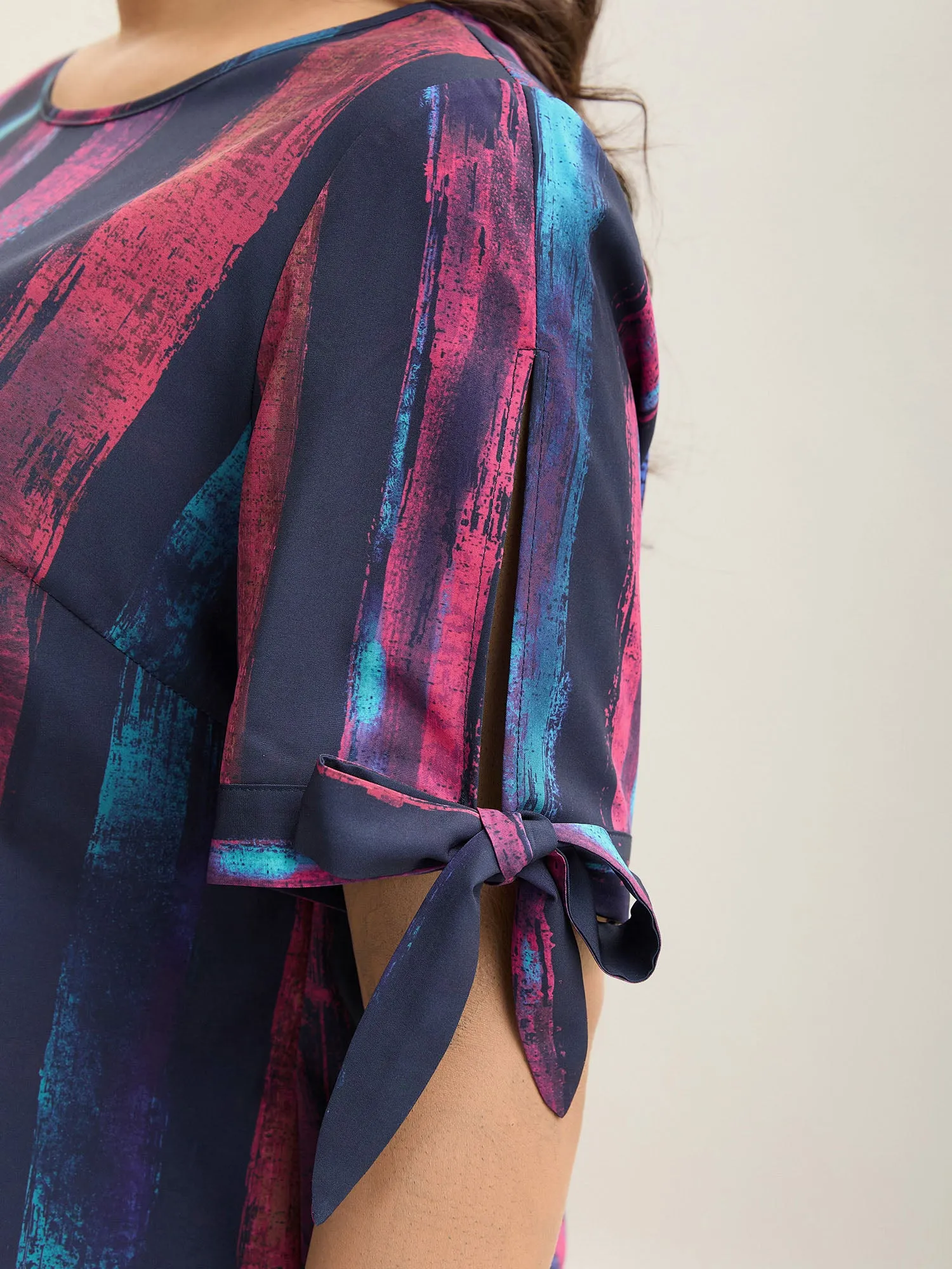 Irregular Stripes Sleeve Tie Blouse sold by Bloomchic product image thumbnail 4