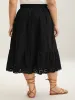 Cotton Embroidered Lace Tiered Hem Skirt sold by Bloomchic