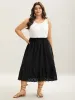 Cotton Embroidered Lace Tiered Hem Skirt sold by Bloomchic