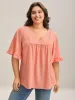 Eyelet Trim Ruffled Sleeve Knit Top sold by Bloomchic