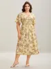 Large Flower Print Pockets Surplice Midi Dress sold by Bloomchic