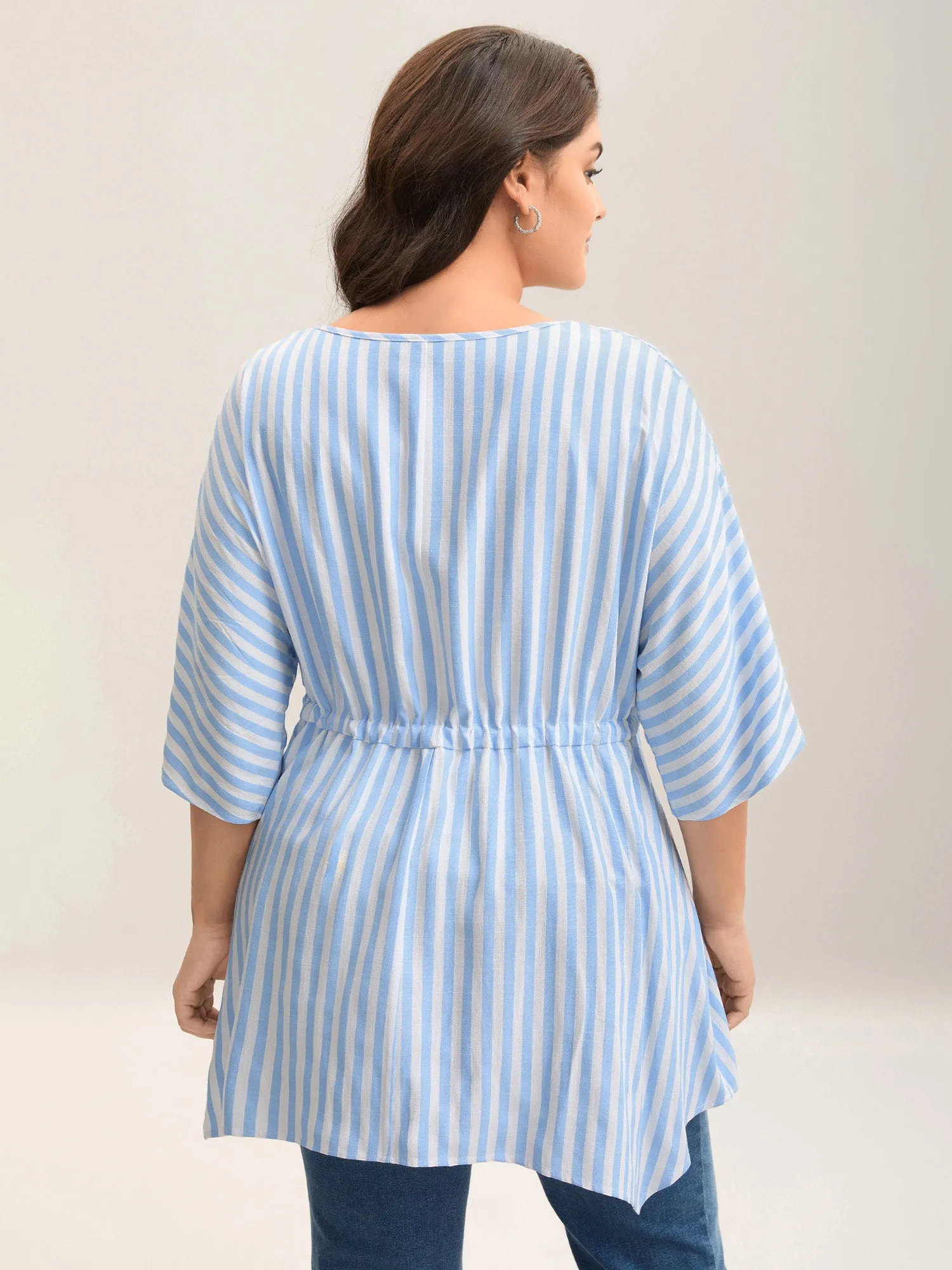 Cotton Linen Blend Striped Tied Blouse sold by Bloomchic product image thumbnail 2