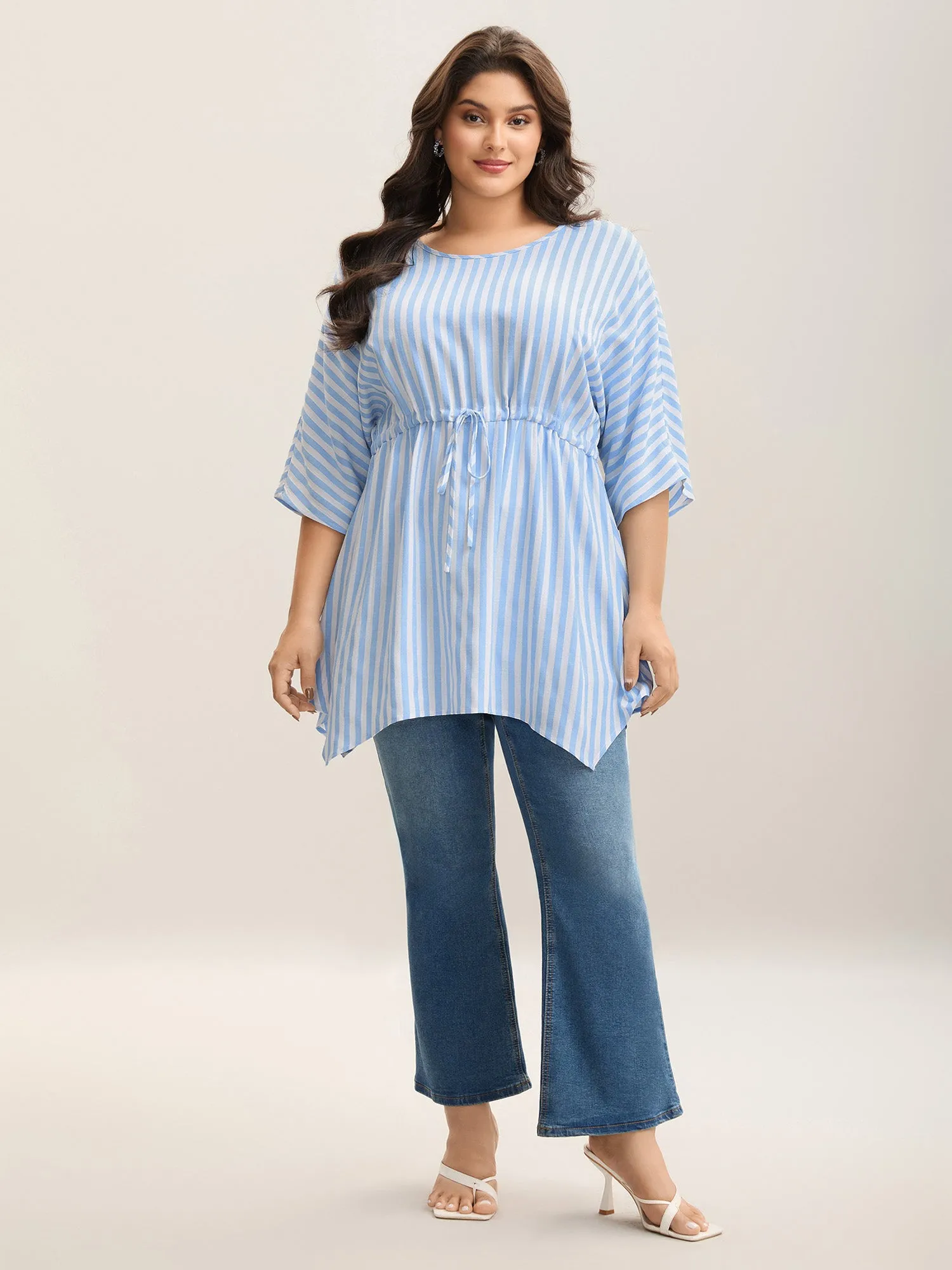 Cotton Linen Blend Striped Tied Blouse sold by Bloomchic product image thumbnail 3