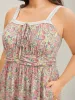 Lace Neck Pleated Waist Pockets Midi Dress sold by Bloomchic