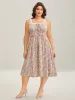 Lace Neck Pleated Waist Pockets Midi Dress sold by Bloomchic