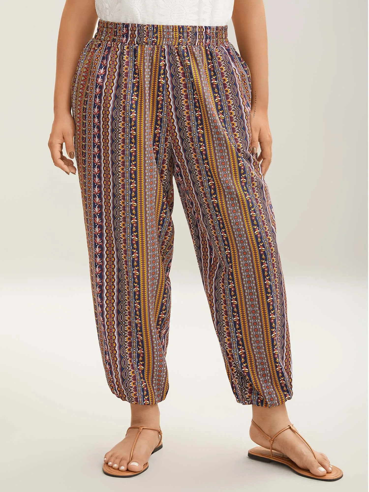 Boho Striped Split Jogger Pants sold by Bloomchic