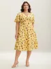 Cherry Print Stretchy Cinched-Waist Midi Dress sold by Bloomchic