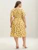 Cherry Print Stretchy Cinched-Waist Midi Dress sold by Bloomchic