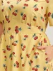 Cherry Print Stretchy Cinched-Waist Midi Dress sold by Bloomchic