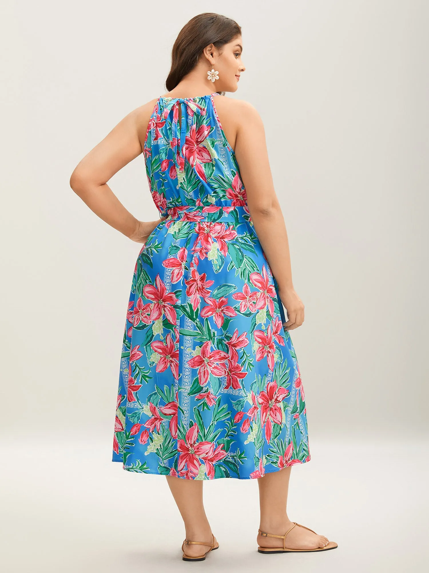 Sweet Tropical Print Halter Neck Dress sold by Bloomchic product image thumbnail 4
