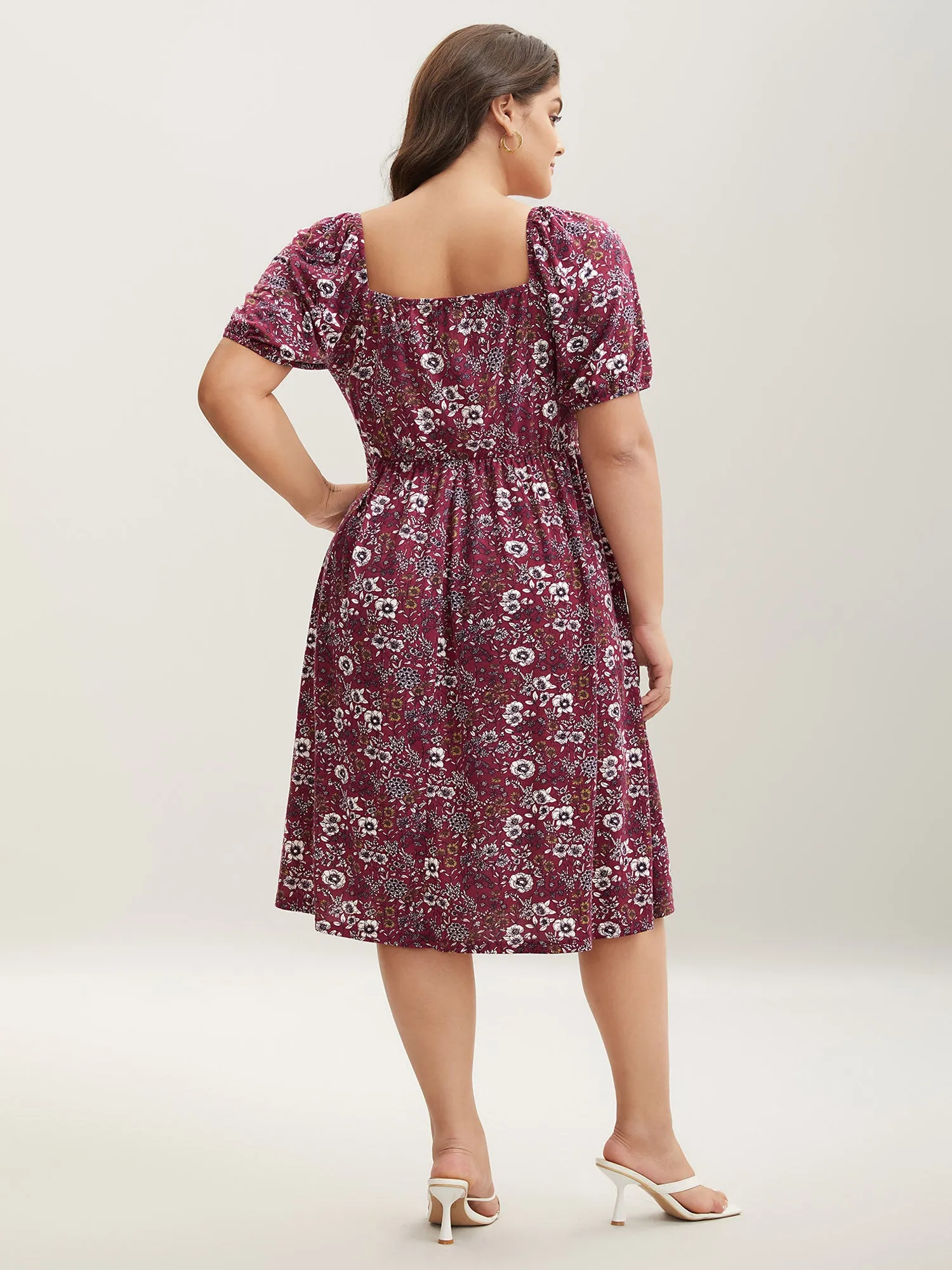 Stretchy Ruched Bust Floral Midi Dress sold by Bloomchic product image thumbnail 5