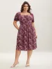 Stretchy Ruched Bust Floral Midi Dress sold by Bloomchic