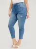 Moderately Stretchy High Rise Dark Wash Cropped Jeans sold by Bloomchic
