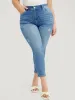 Moderately Stretchy High Rise Dark Wash Cropped Jeans sold by Bloomchic