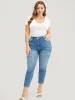 Moderately Stretchy High Rise Dark Wash Cropped Jeans sold by Bloomchic