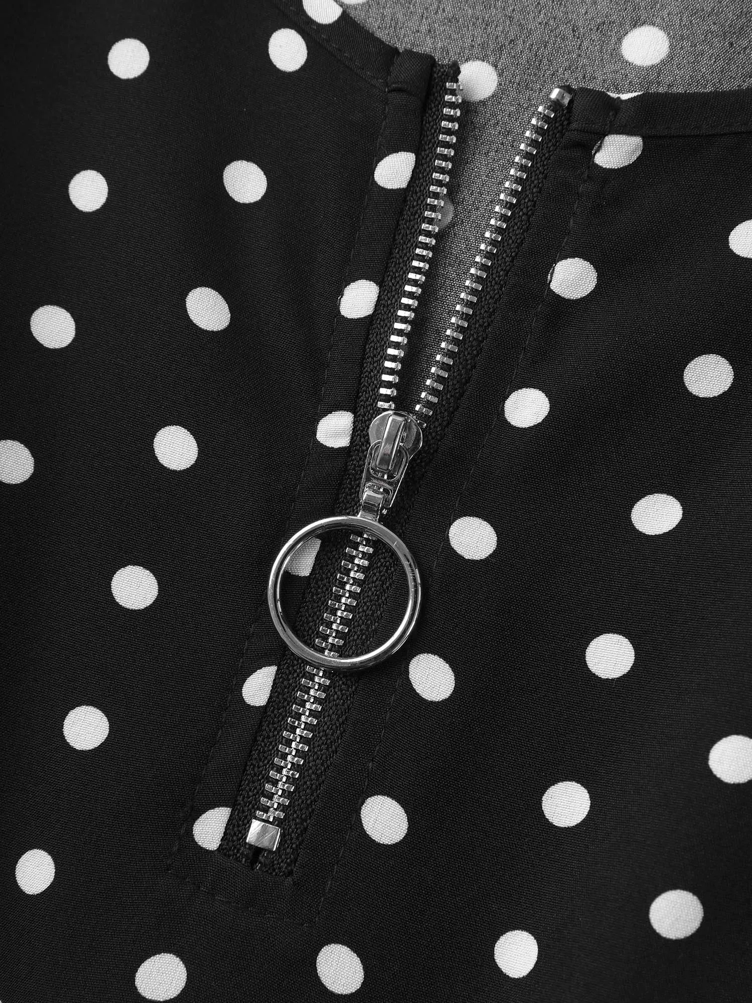 Polka Dot Print Half Zipper Midi Dress sold by Bloomchic product image thumbnail 5