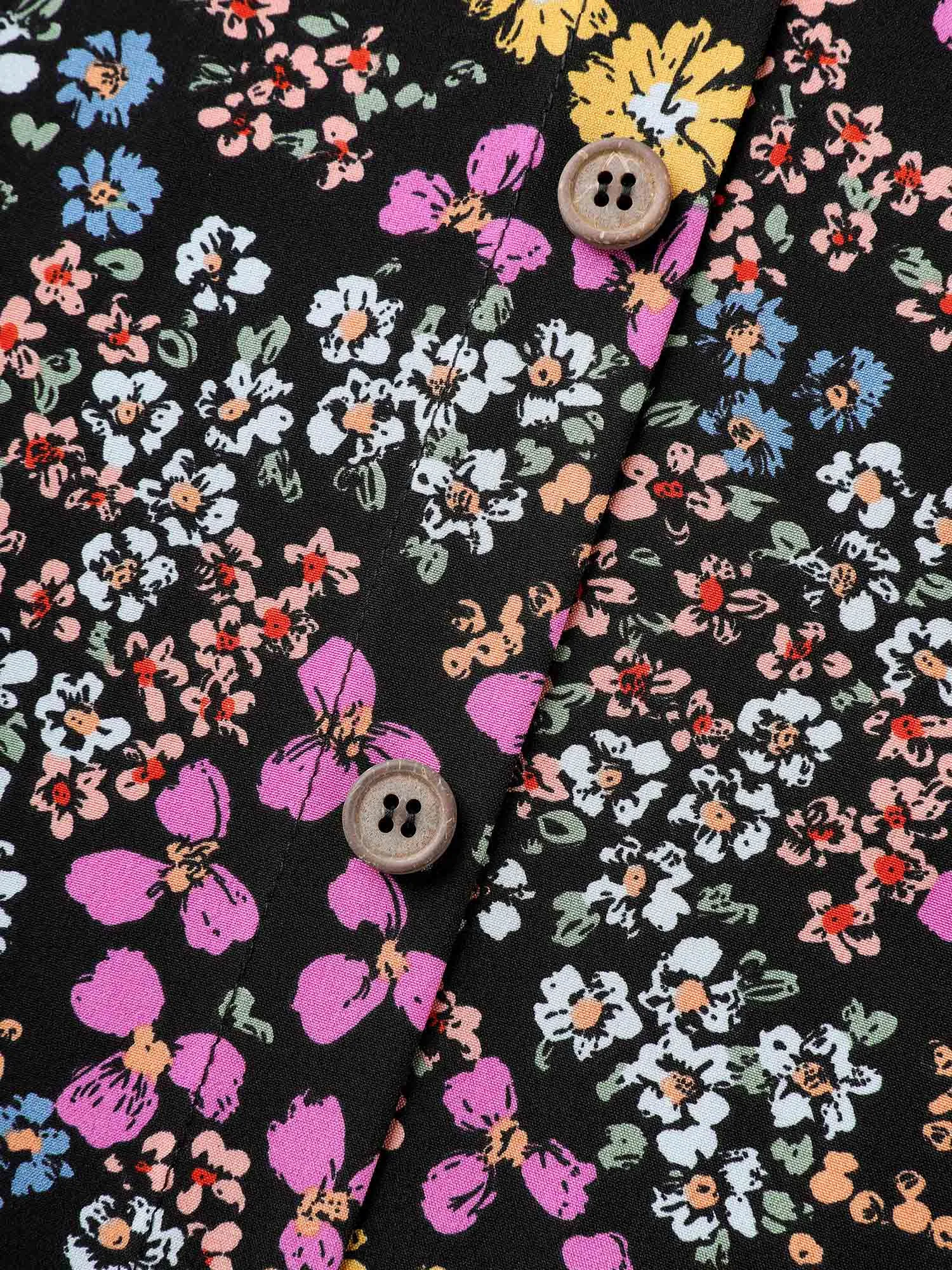 Floral Print V-Neck Flowy Blouse sold by Bloomchic product image thumbnail 5