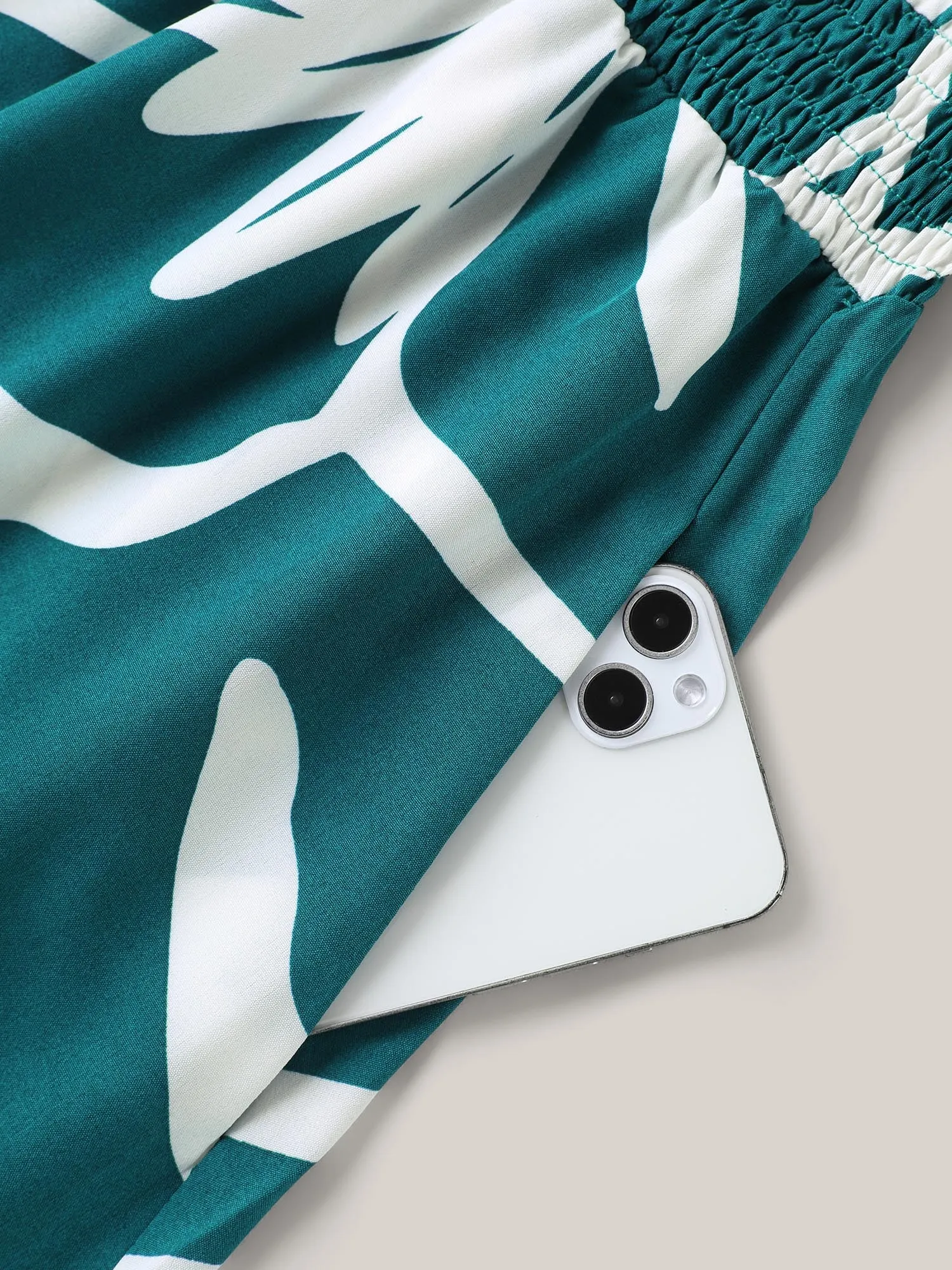 Large Flower Print Shirred Waist Midi Dress sold by Bloomchic product image thumbnail 5