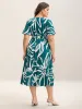 Large Flower Print Shirred Waist Midi Dress sold by Bloomchic