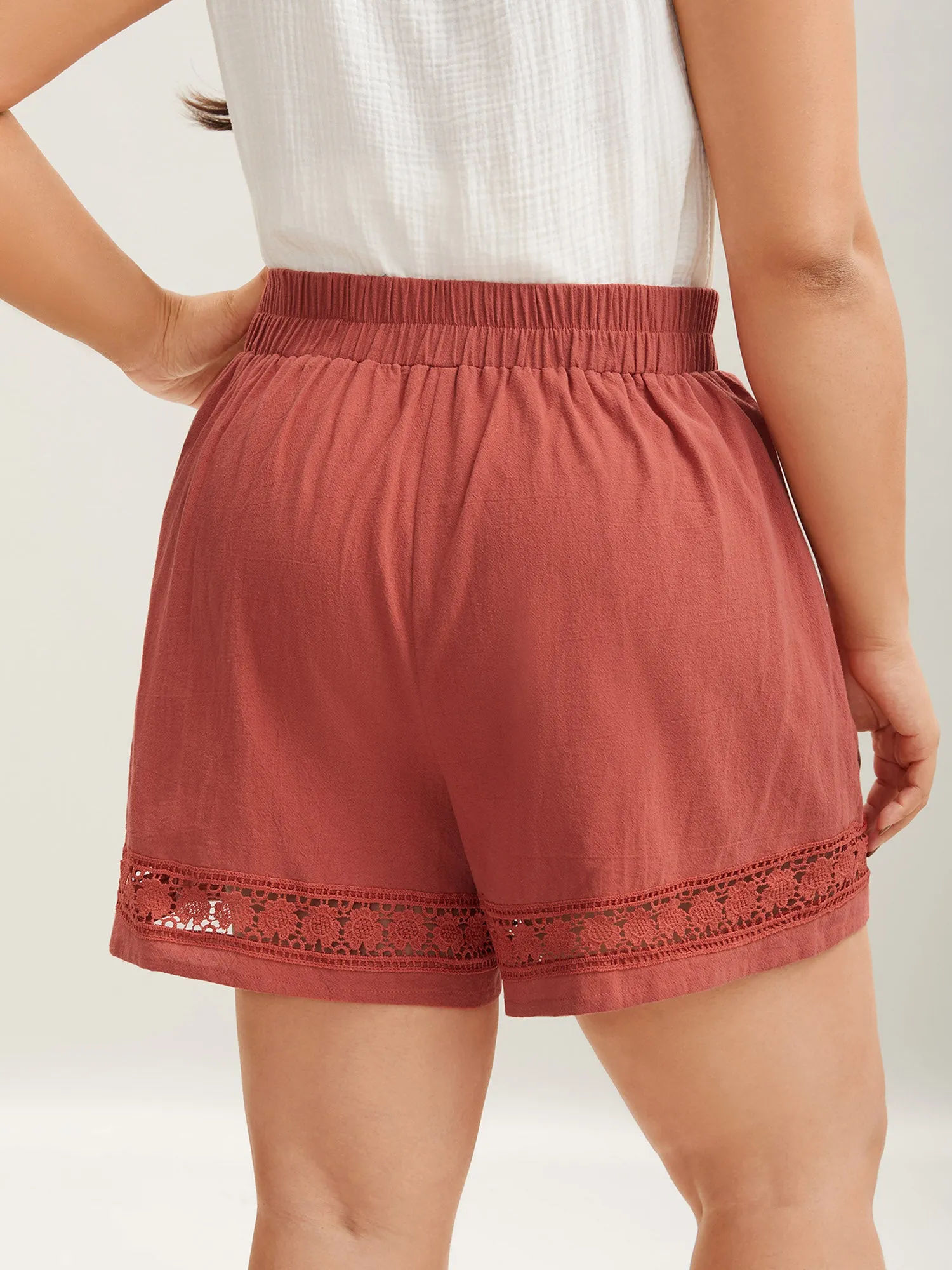 Lace Trim Waist-Tie Shorts sold by Bloomchic product image thumbnail 4