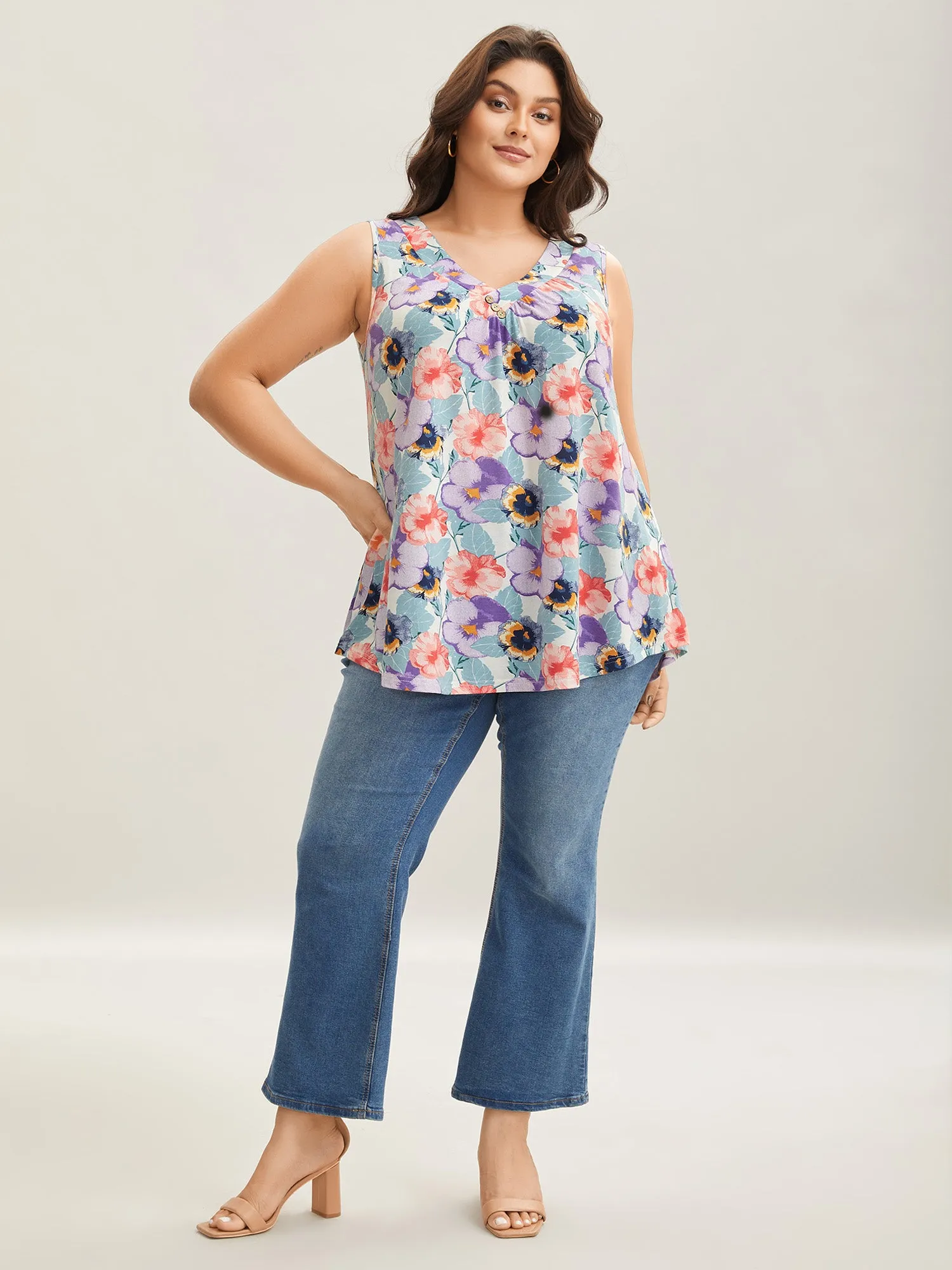 Spring Romance Pleated Front Tank Top sold by Bloomchic product image thumbnail 3