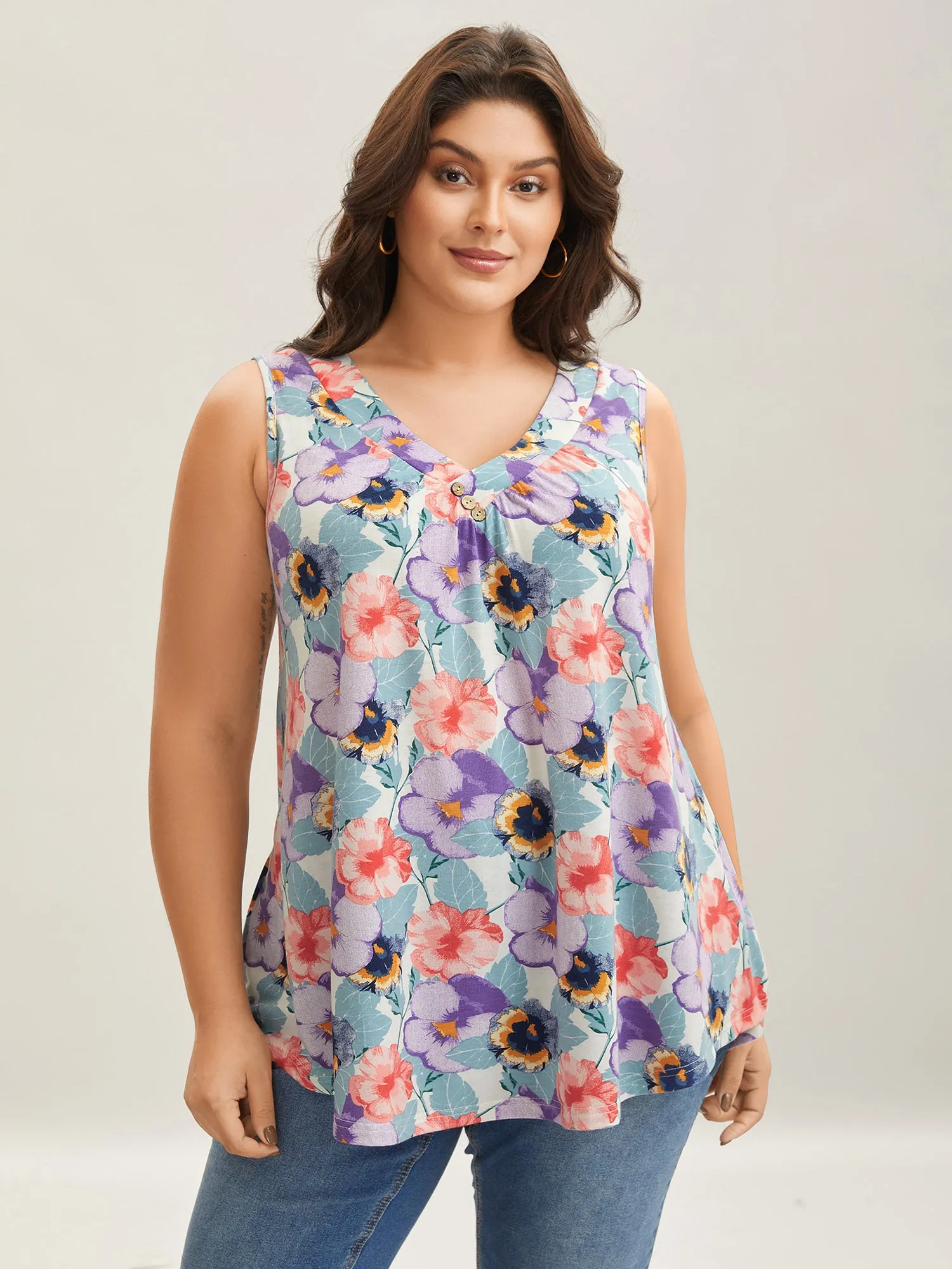 Spring Romance Pleated Front Tank Top sold by Bloomchic