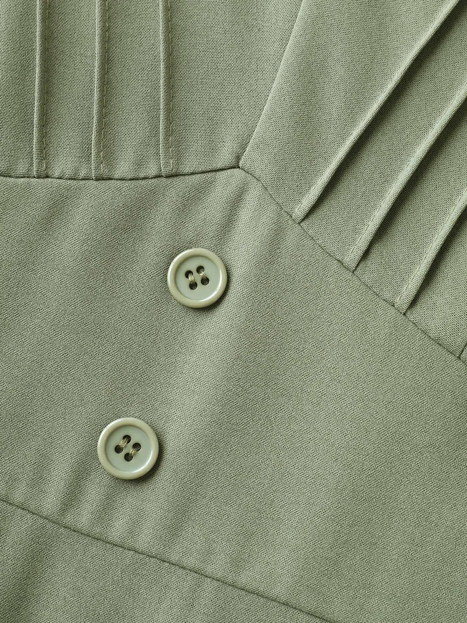 Pleated Neckline Cinched-Waist Solid Midi Dress sold by Bloomchic product image thumbnail 5