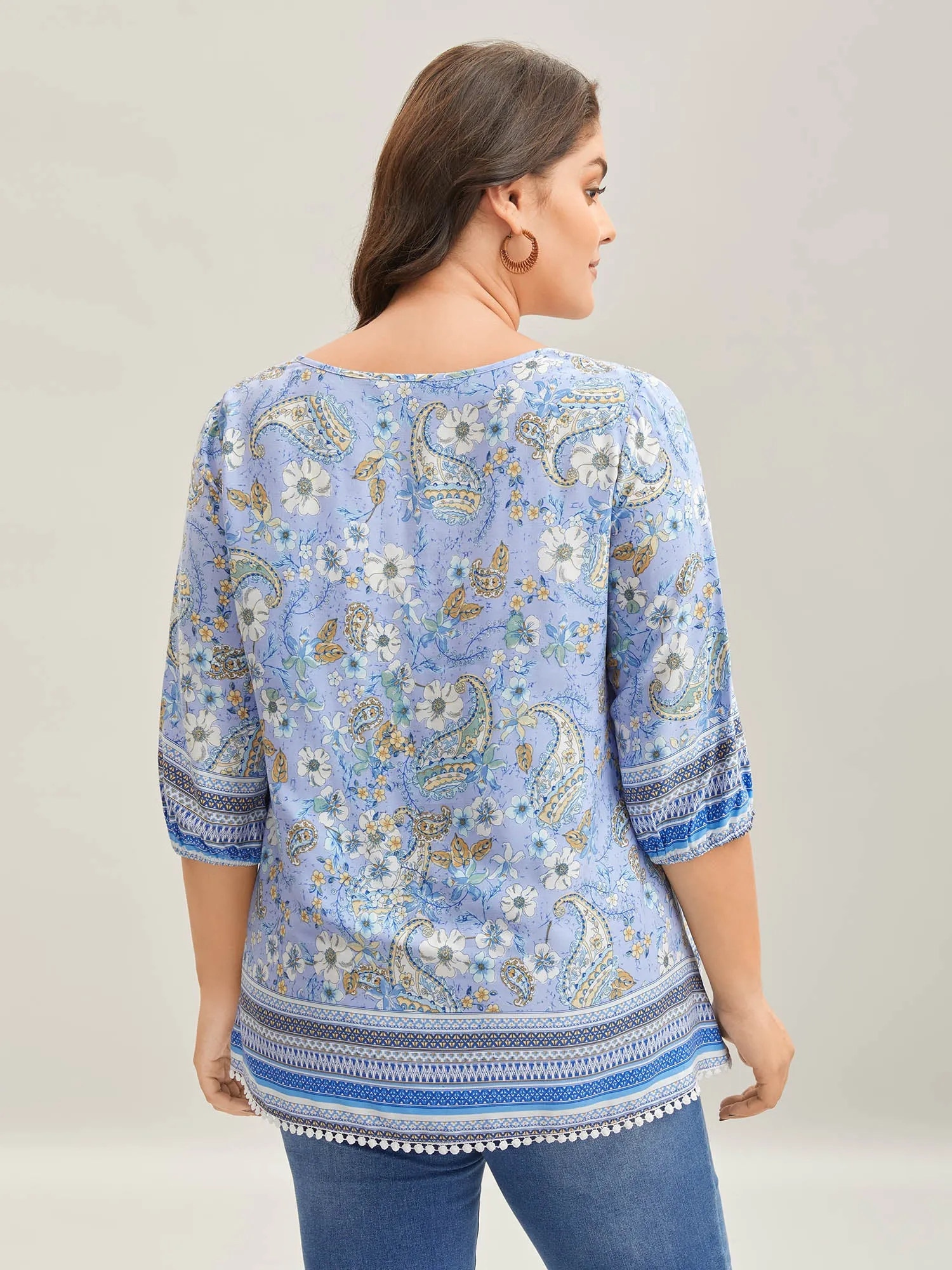 Paisley Print Lantern Sleeve Flowy Blouse sold by Bloomchic product image thumbnail 4