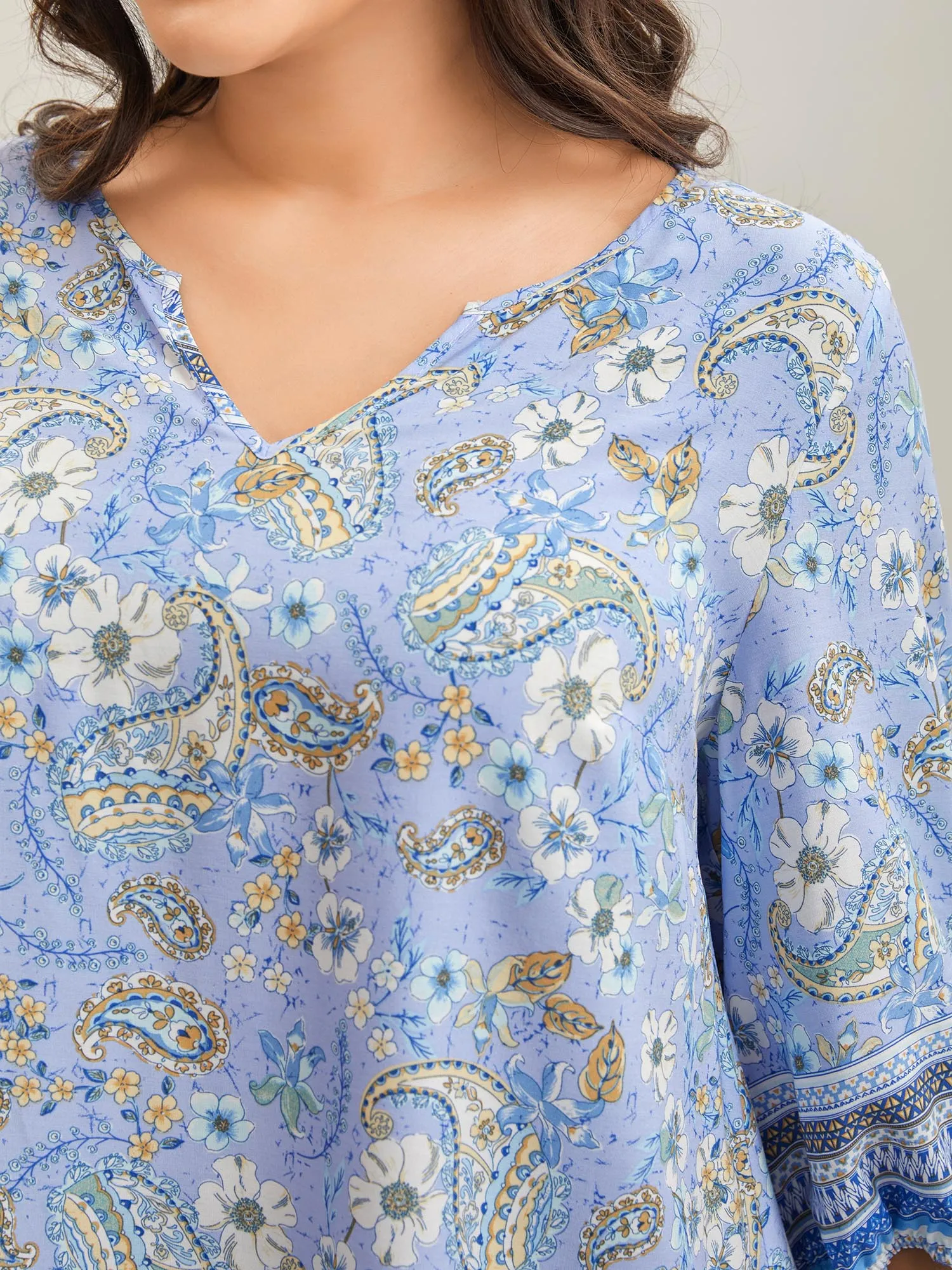 Paisley Print Lantern Sleeve Flowy Blouse sold by Bloomchic product image thumbnail 2