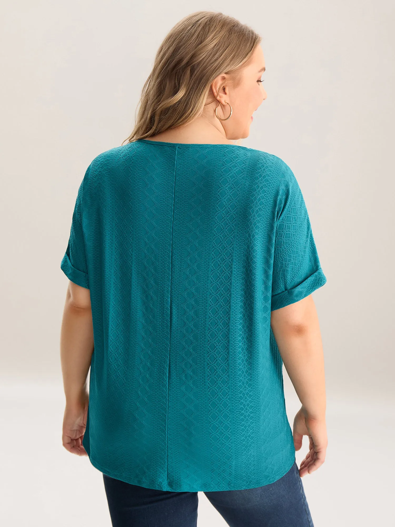Stretchy Textured Relaxed-Fit Plain Top sold by Bloomchic product image thumbnail 2