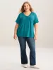 Stretchy Textured Relaxed-Fit Plain Top sold by Bloomchic