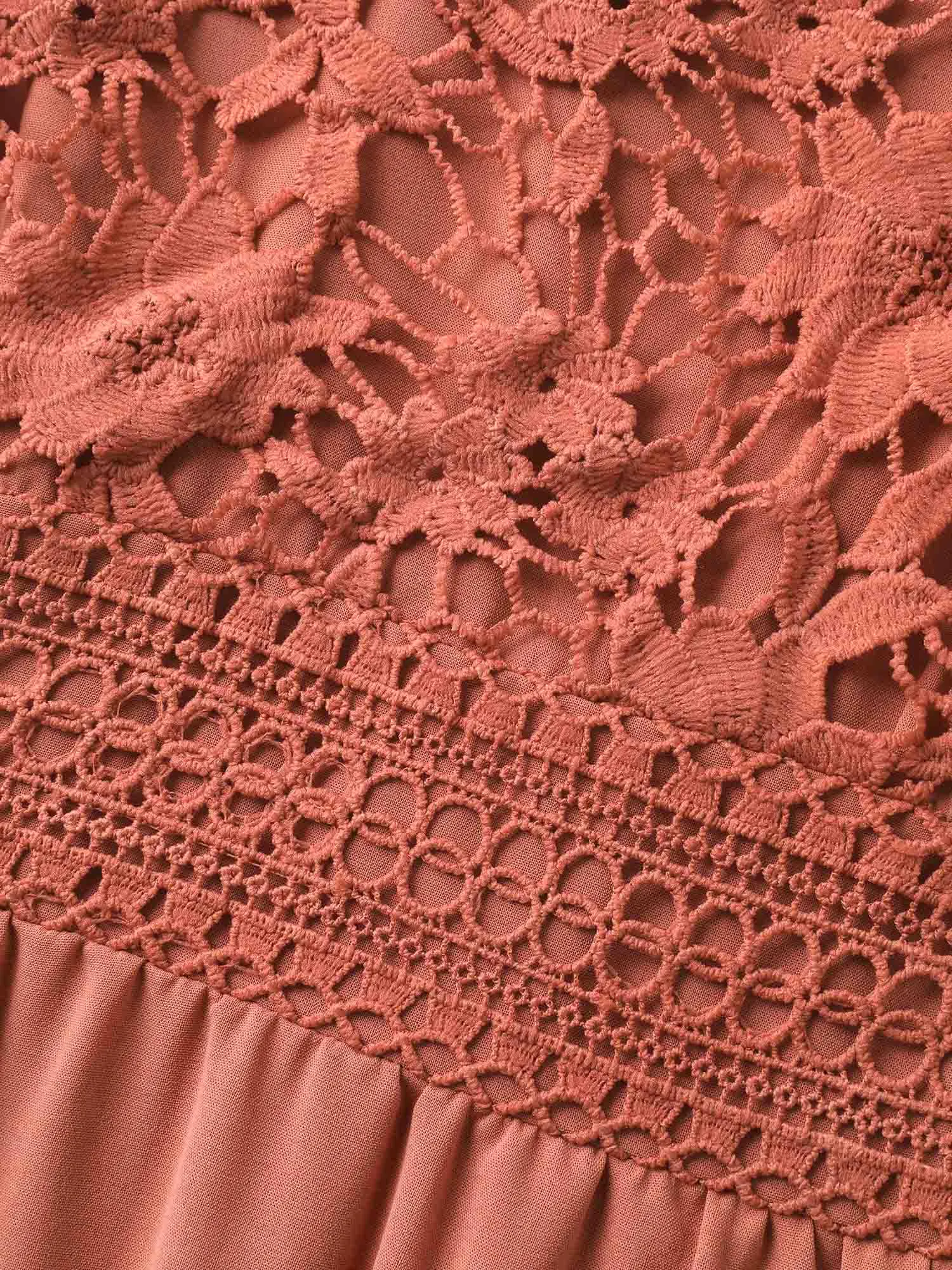 Lace Patchwork Stretchy Waist Midi Dress sold by Bloomchic product image thumbnail 5