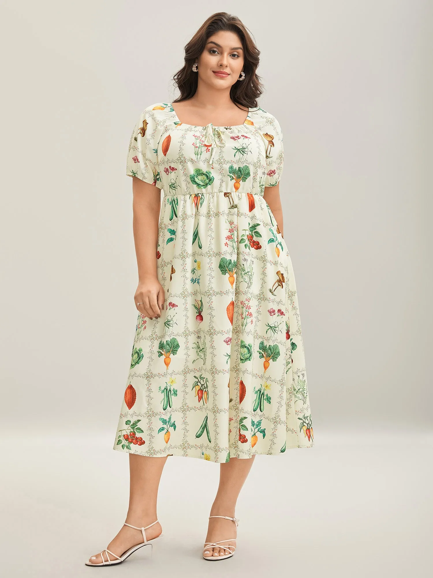 Fruit & Vegetable Print Neck Tie Dress sold by Bloomchic product image thumbnail 3
