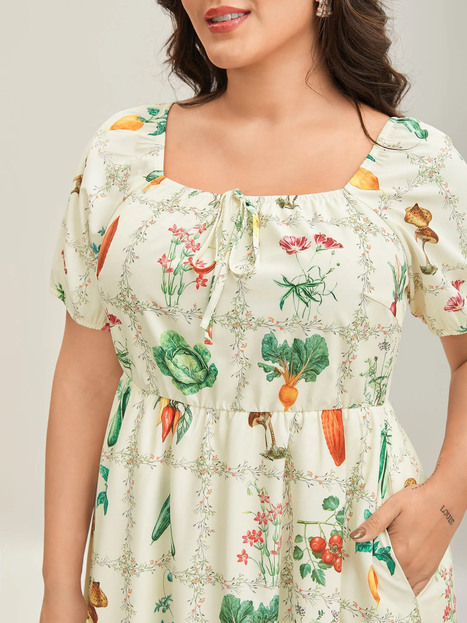 Fruit & Vegetable Print Neck Tie Dress sold by Bloomchic product image thumbnail 2