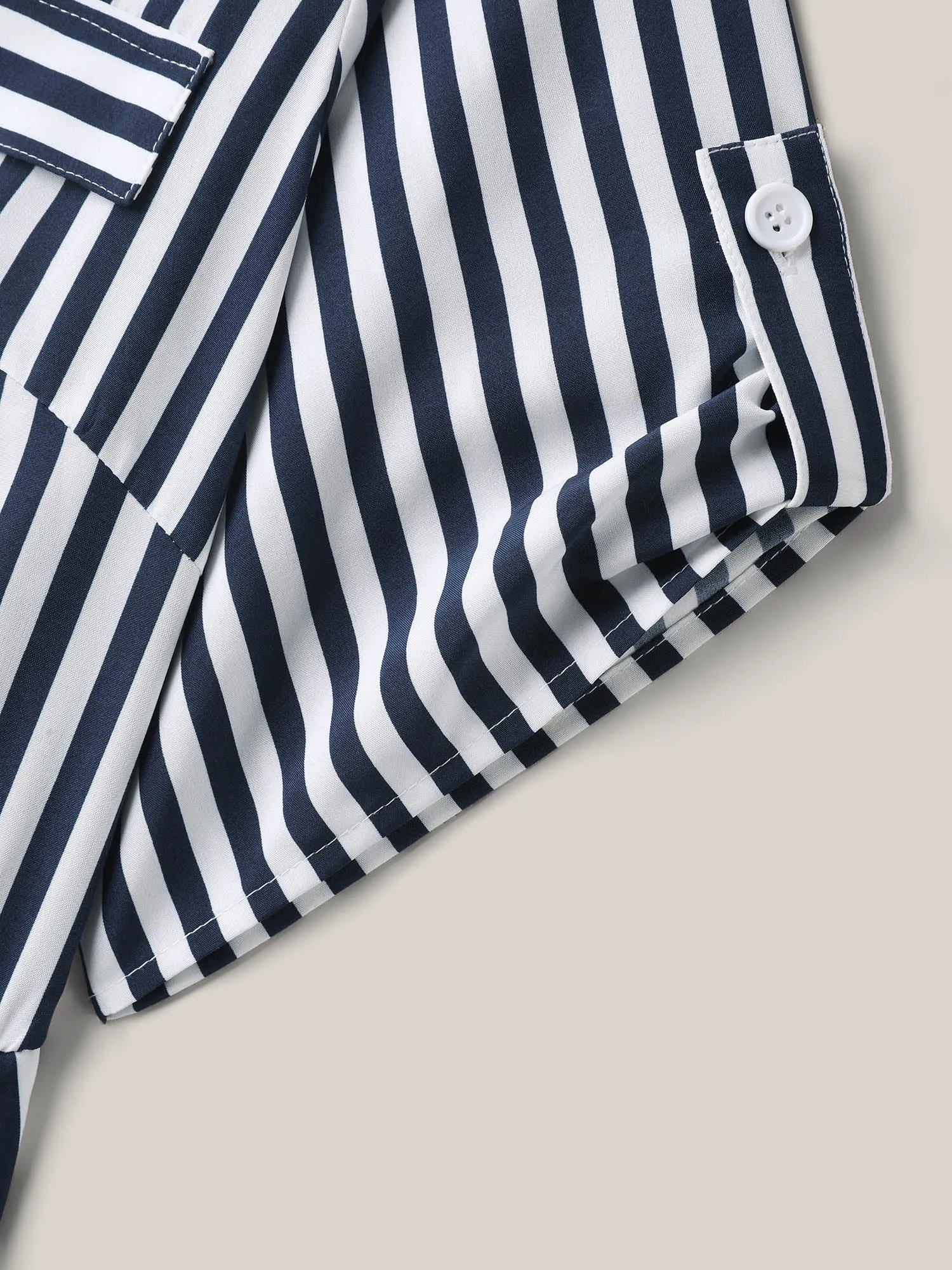 Striped Print Waist-Tie Button Midi Dress sold by Bloomchic product image thumbnail 5