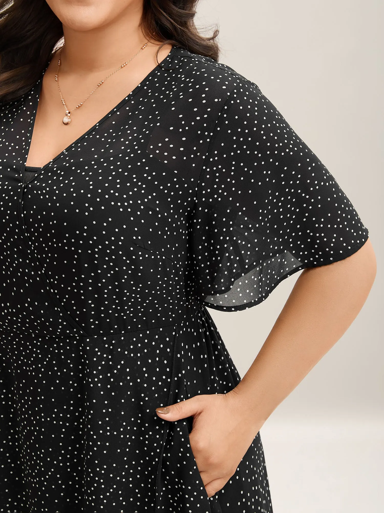 Two Piece Polka Dots Sheer Midi Dress sold by Bloomchic product image thumbnail 2