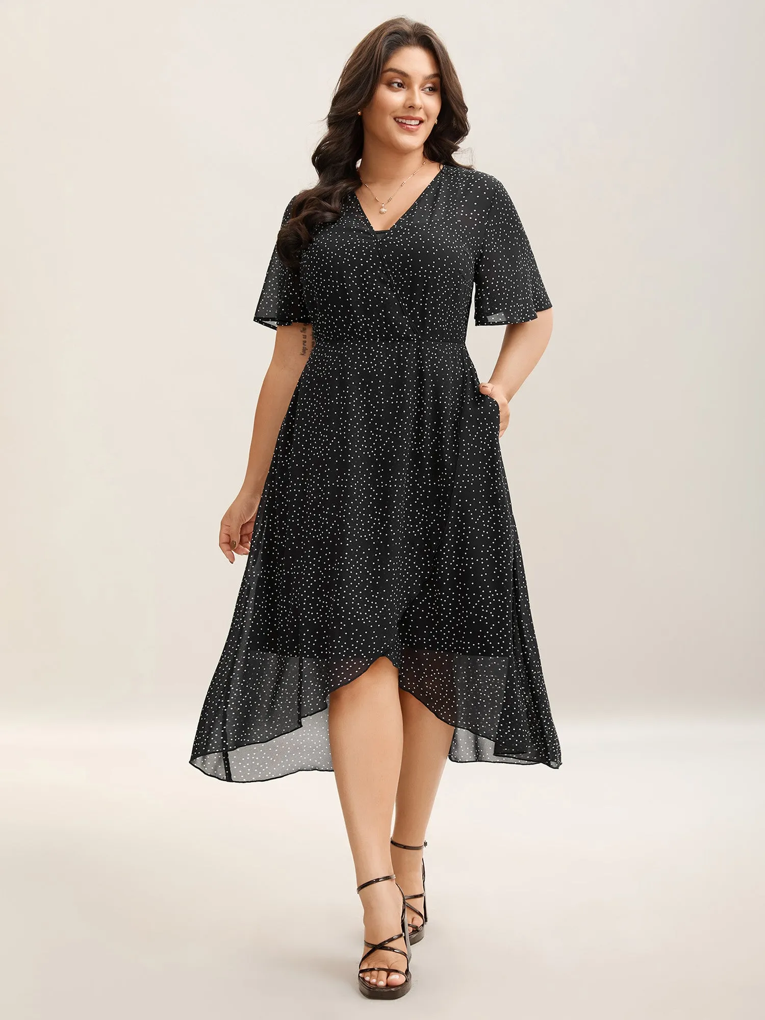 Two Piece Polka Dots Sheer Midi Dress sold by Bloomchic product image thumbnail 3