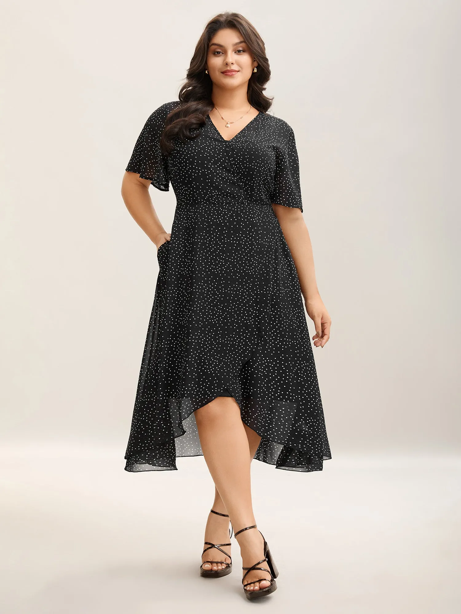 Two Piece Polka Dots Sheer Midi Dress sold by Bloomchic