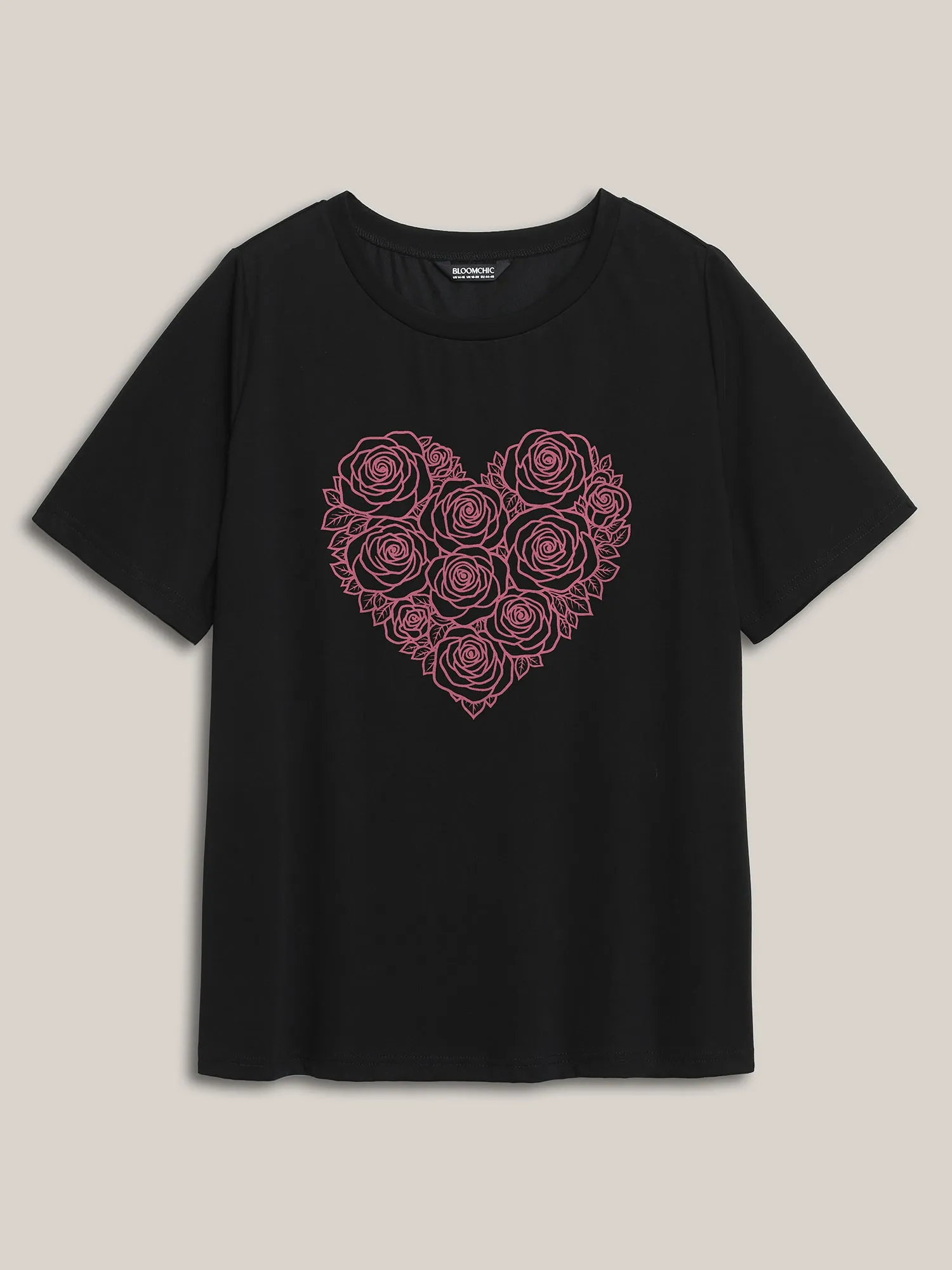 Rosy Heart Pattern Crewneck T-Shirt sold by Bloomchic