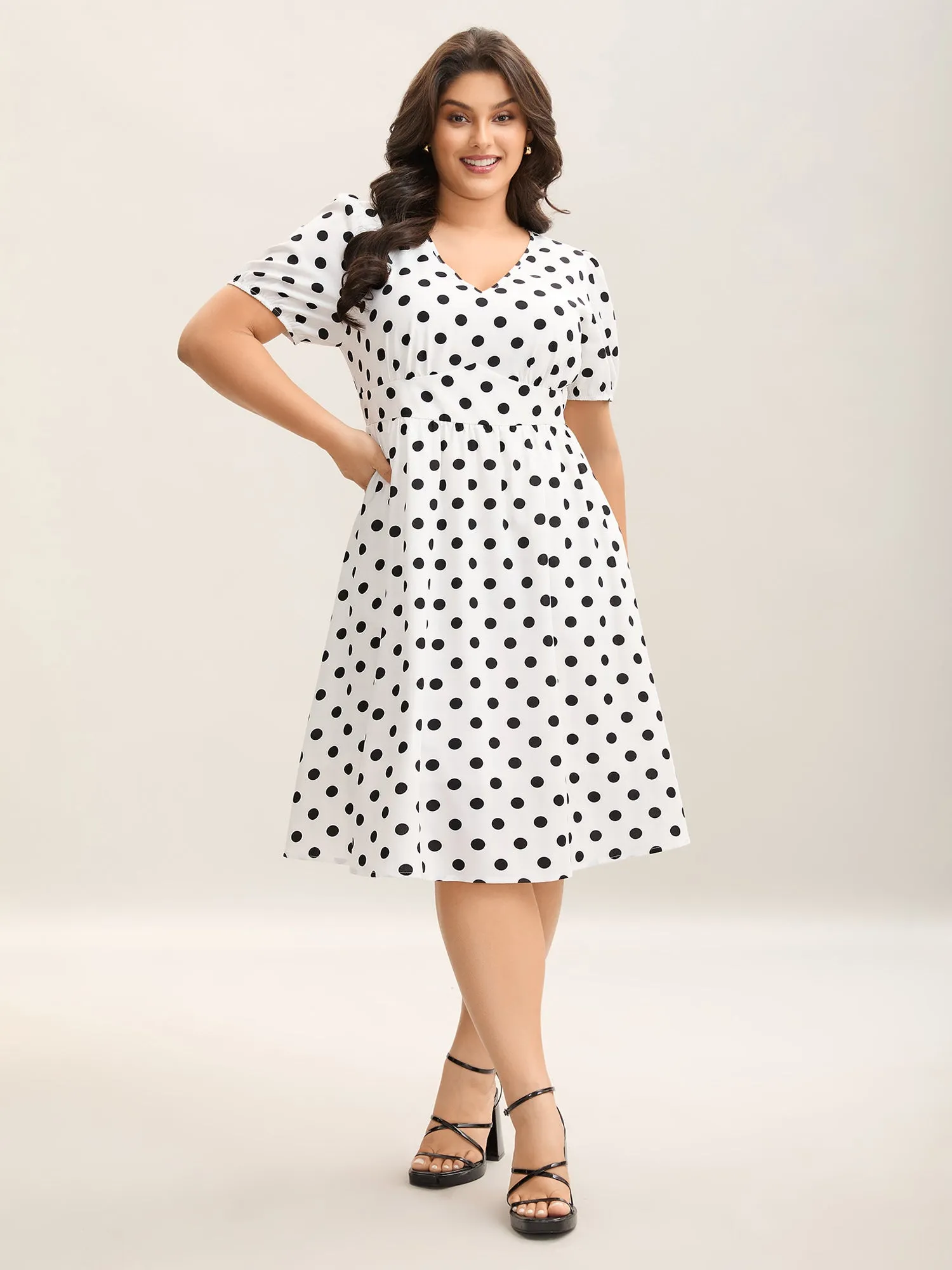 Polka Dot Print Pockets Midi Dress sold by Bloomchic